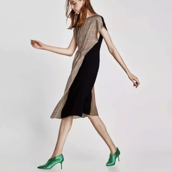 🆕Zara Patchwork asymmetrical midi dress - Picture 9 of 14